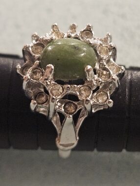 Silver Green Stone Cocktail Ring - Women Jewelry